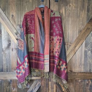 Bohemian Multicolor Shawl with Fringe